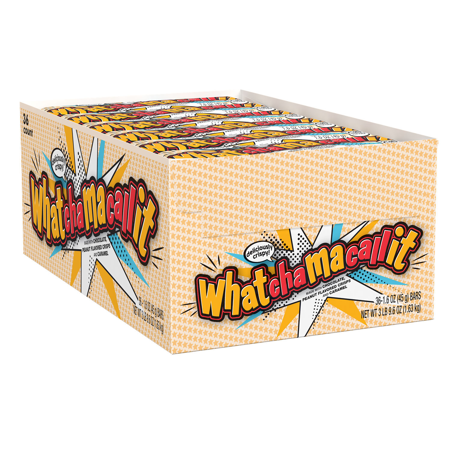 WHATCHAMACALLIT Chocolate, Caramel, and Peanut Crisps Candy Bars, 1.6 oz (36 Count) - THE HERSHEY COMPANY